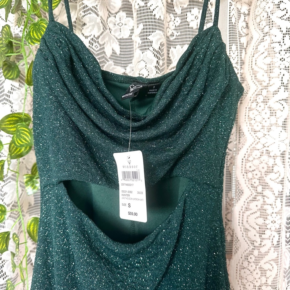 NWT Windsor Emerald Green Cocktail Midi Slit Dress
